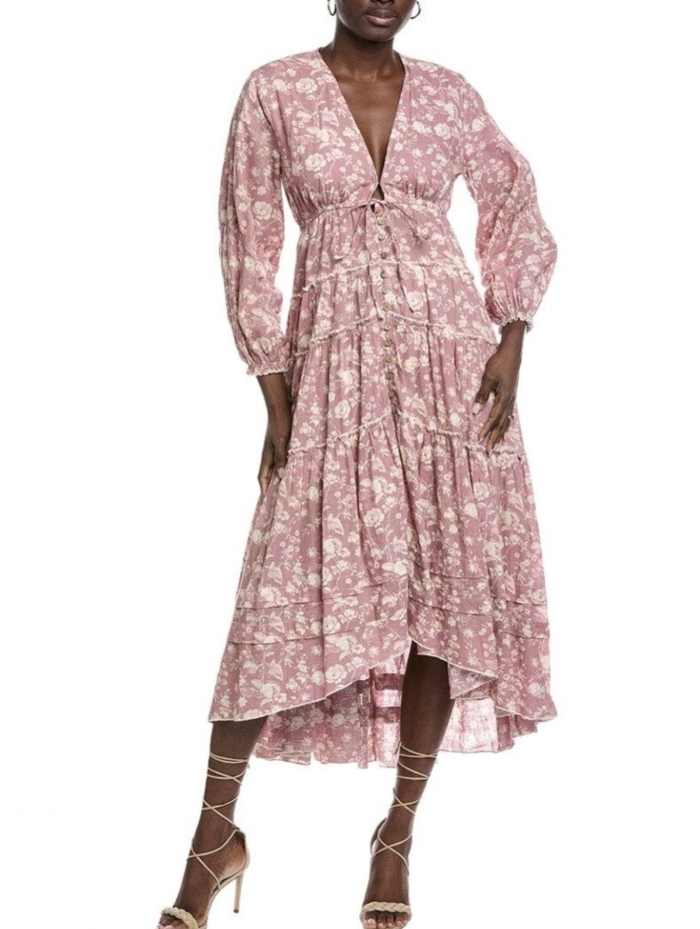 Free People Floral Mauve Cotton Dress - Pink Lavender Print